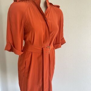 DVF Women's Belted Shirt Dress in Burnt Orange